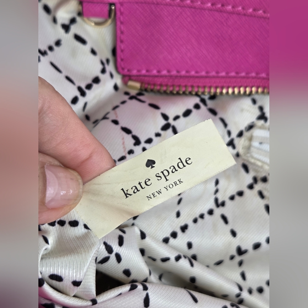 Kate Spade Fuchsia Leather Tote Bag with Dual Top Handles - Picture 11 of 16